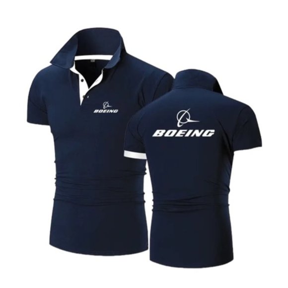 Boeing men’s Navy Blue collared 3 buttons shirt size XL - Picture 1 of 7